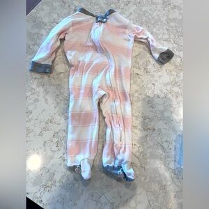 Burt’s Bees, 3–6 months, Footie pink and white striped